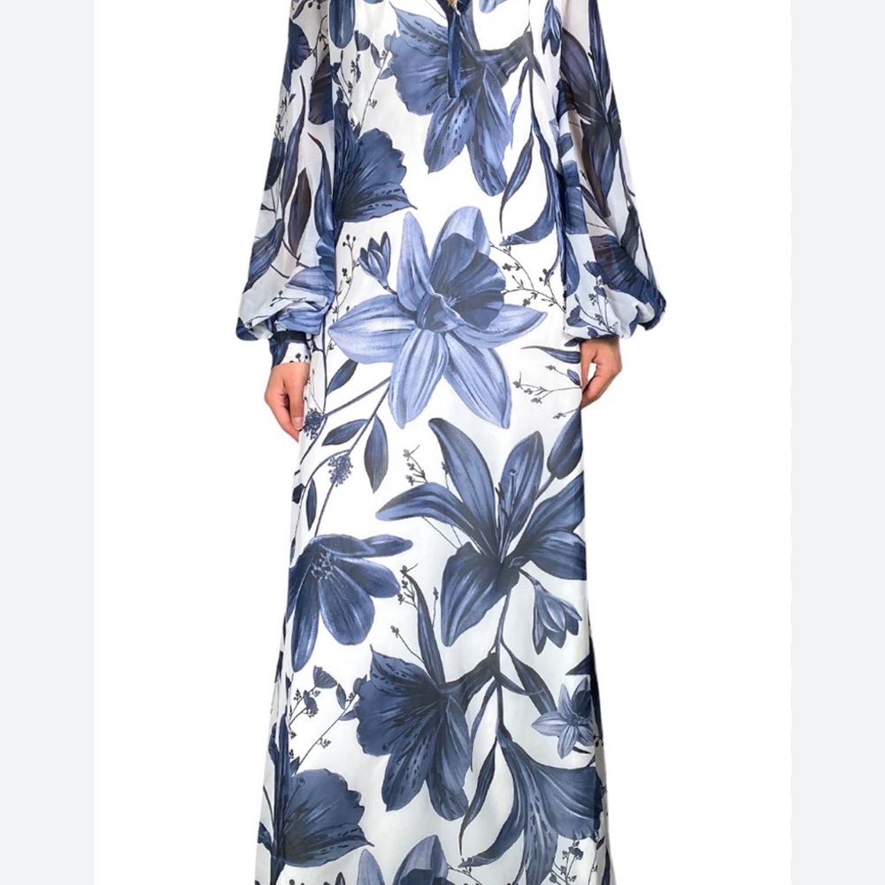 Andres Otalora Women's Maxi Dress - Elegant Blue flowers